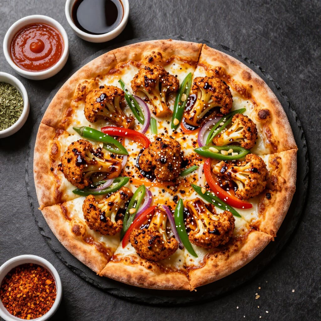 Cauliflower Manchurian Pizza